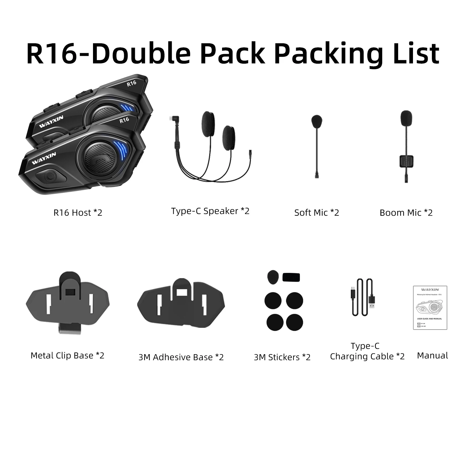 WAYXIN R16 Motor Bluetooth Helm Headset 6 Rijders Intercom Communicatiesysteem Met Multitasking Audio FM Waterdicht GPS
