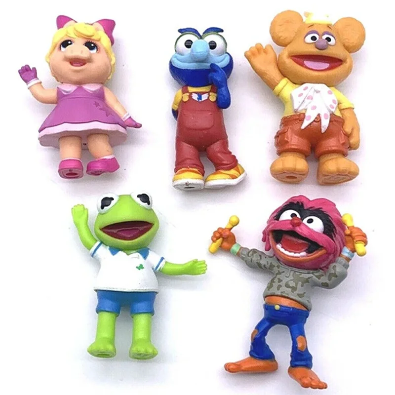 Disney Junior Sesame Street Muppet Babies Anime Characters Miss Piggy Kermit Animal Fozzie Mini Figure Model Collectible Gifts