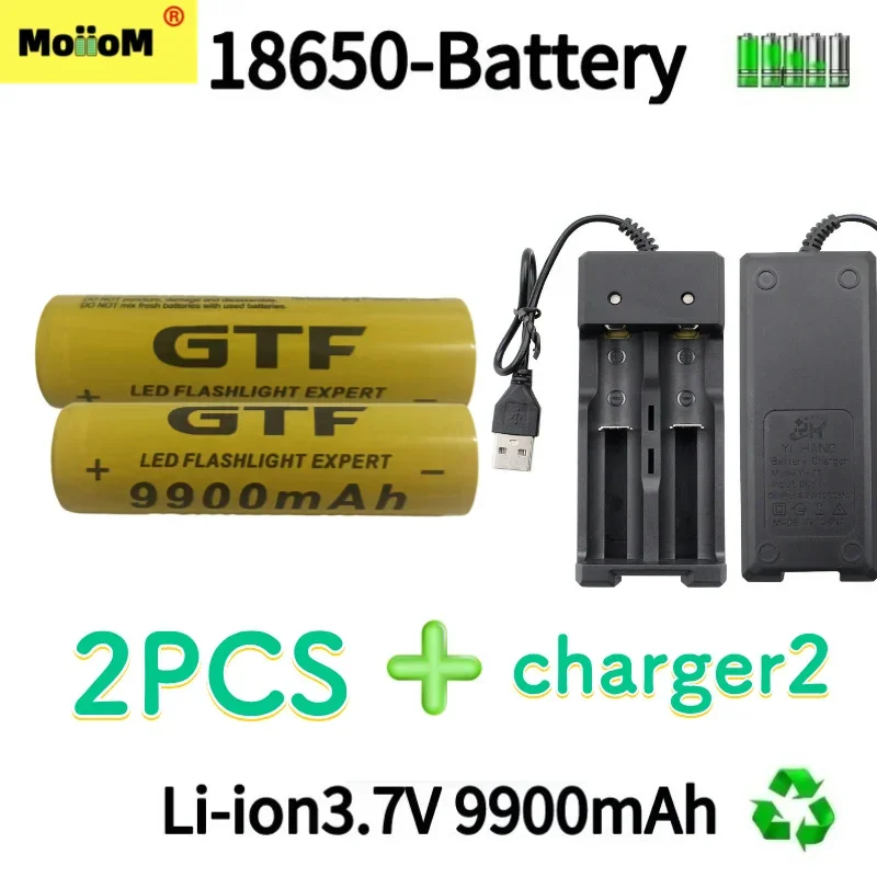 2024 GTF18650 Rechargeable Battery Bestseller 3.7V 9900Mah Lithium ion Battery with Charger Shaver Digital Products  toothbrush