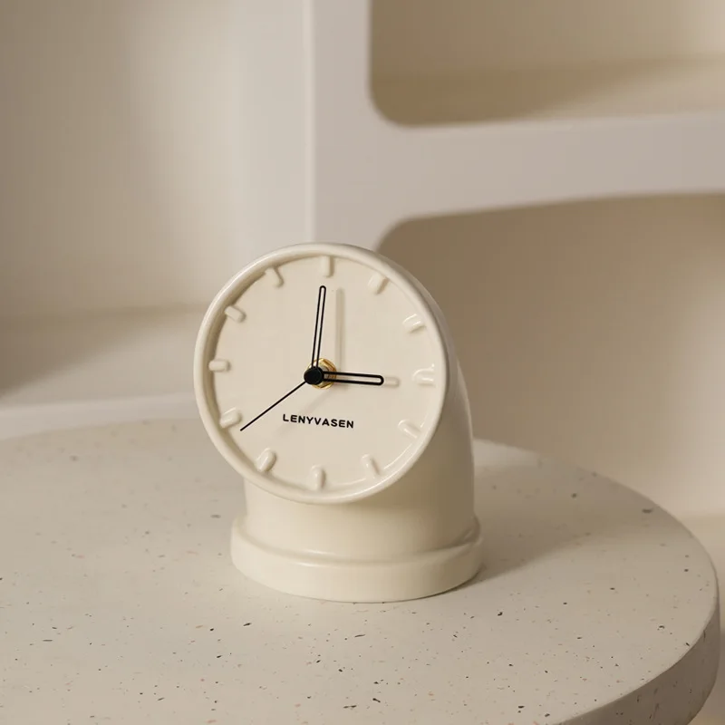 Fotografia 3: Relógio de mesa de cerâmica Zml - relógio silencioso de estilo industrial - relógio decorativo com pêndulo para sala de estar e móvel de TV