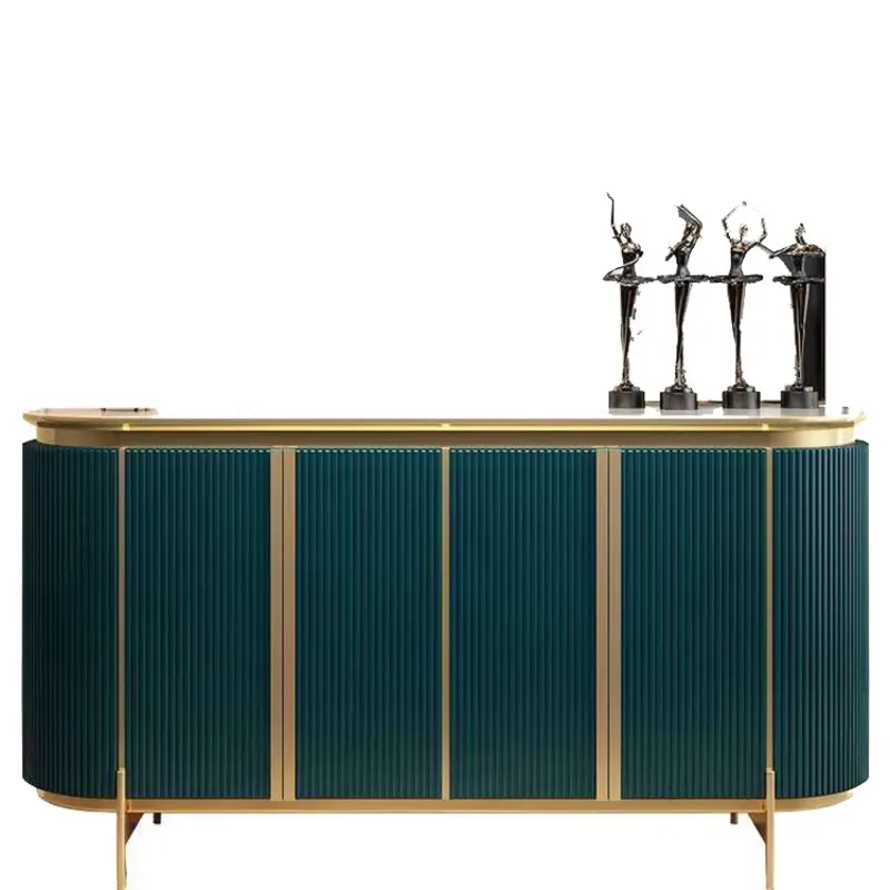 

Design Side Cabinet Buffet Dining Table Deluxe Console Table Gold Base Marble Top