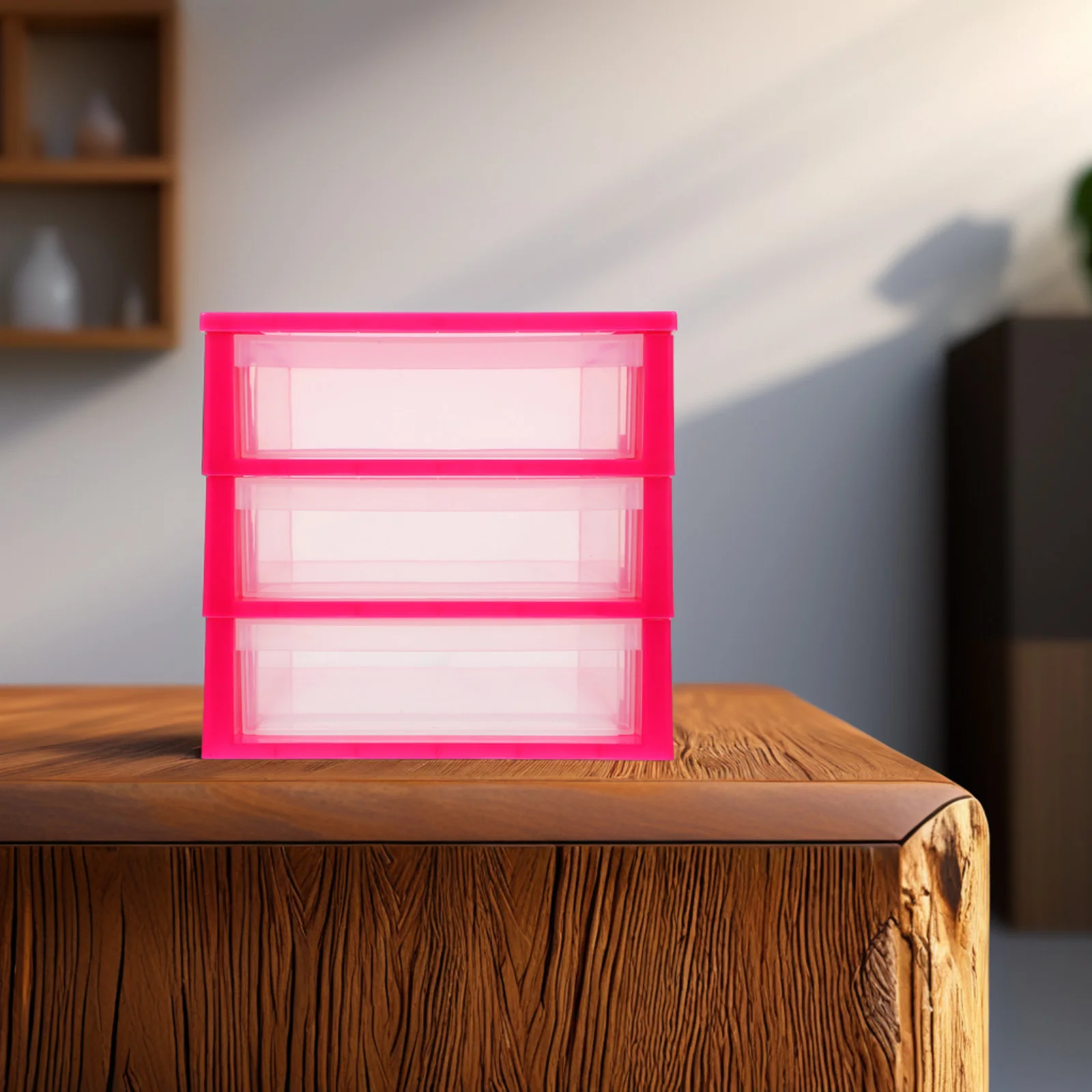 منظم درج بلاستيكي مكون من 3 طبقات، صندوق تخزين مزلق ناعم للمنزل والمكتب، منظم سطح المكتب الشفاف #6