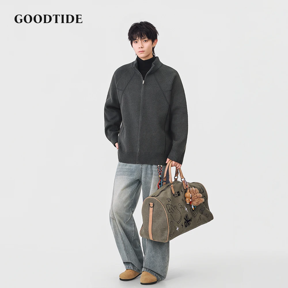 Fashion Men's Casual Open Front Cardigan 2025 Winter New Ribbed Knitted Jacket Comfortable Soft Long Sleeve Outerwear Top