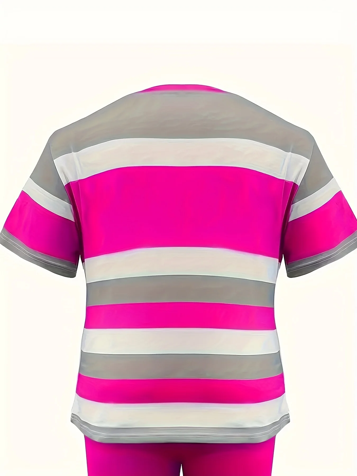 قطعة واحدة للسيدات تي شيرت مخطط عصري بأكمام قصيرة، بلوزة محبوكة كاجوال برقبة دائرية، مناسبة للربيع والصيف