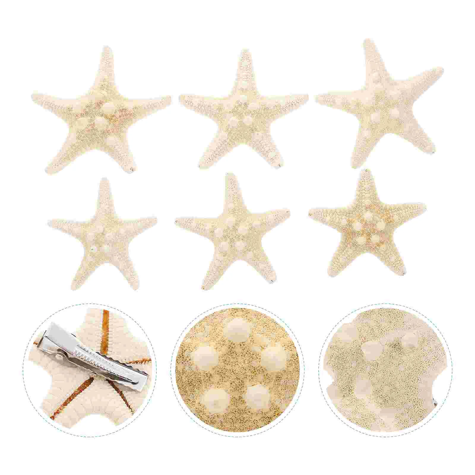 6pcs Sea Star Shape Hair Clips Ocean Style Hair Clips Barrettes for Women Lady (Size for Random) sea star hair clip