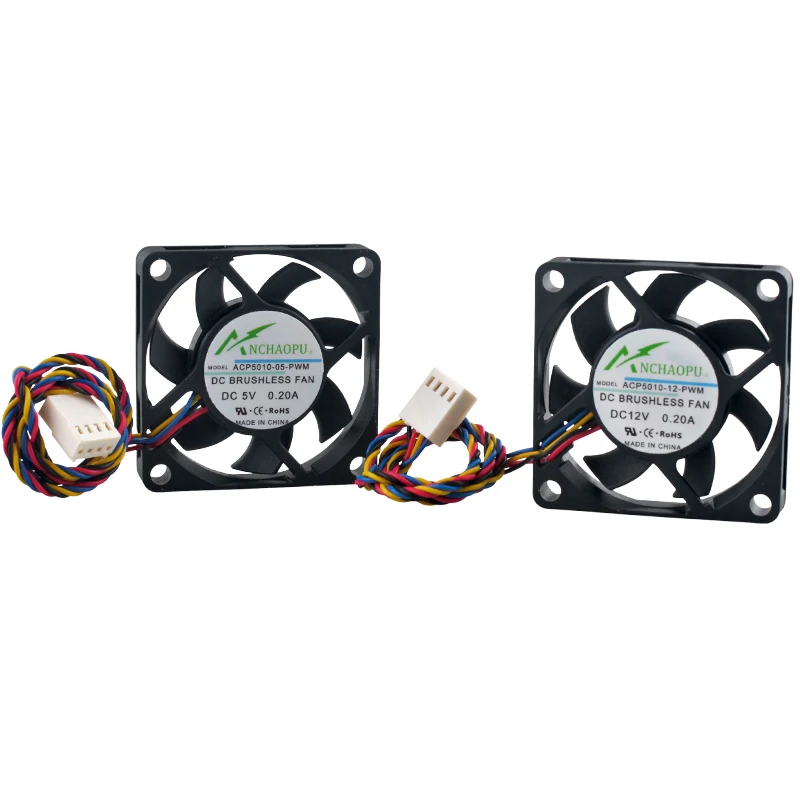 5cm 50mm Cooling Fan ACP5010-05-PWM ACP5010-12-PWM DC5V/12V 4-Pin Micro Host Motherboard CPU 50x50x10mm