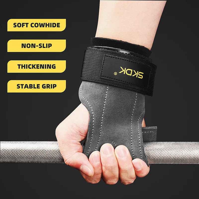 

Cowhide Hand Protector Fitness Gloves for Men Weightlifting Horizontal Bar Gym Wrist Protector Pull Up Crossfit Assistance Band