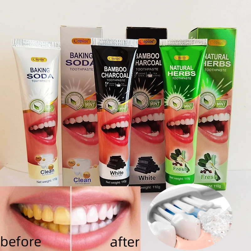 

Natural Bamboo Charcoal Baking Soda Toothpaste Deep Teeth Whitening Clean Smoke Stains Brighten Oral Fresh Breath Health Care