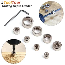 Drill Bit Depth Stopper Limiter Collar Set Adjustable Attachment Limit Ring Stop Control Guide Gauge Position Precision Kit