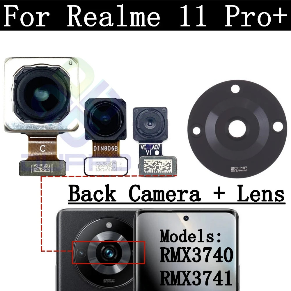 Back Camera Lens Glass For Realme 11 Pro+ 11Pro+ Plus Front Small View Facing Main Rear Camera Module Flex Parts