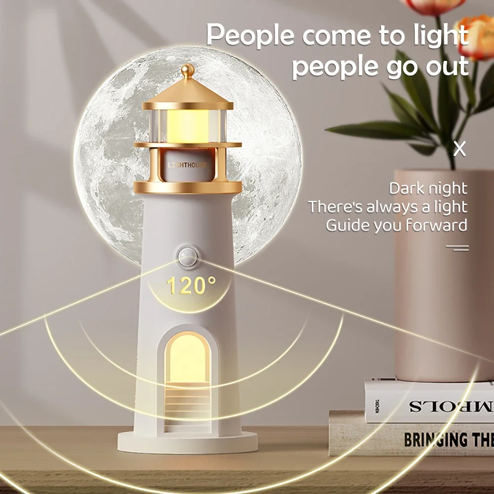 Phare de Projection de lune, veilleuse avec capteur de mouvement, synchronisation variable, lampe de nuit d'ambiance, Bluetooth, musique, cadeau de noël et d'anniversaire