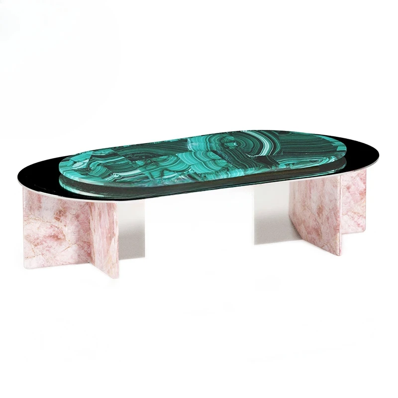 

Комбинация журнального столика, итальянский светлый роскошный комбинированный журнальный столик, овальный, из нержавеющей стали, мрамора