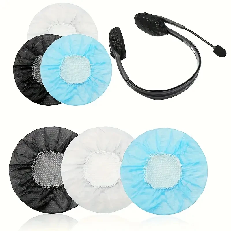 100PCS 10-12 ซม.ทิ้งหูฟังหูครอบคลุมนอนวูฟเวนยืดหยุ่น Earmuff เบาะเปลี่ยนกันฝุ่นชุดหูฟังหูฟัง