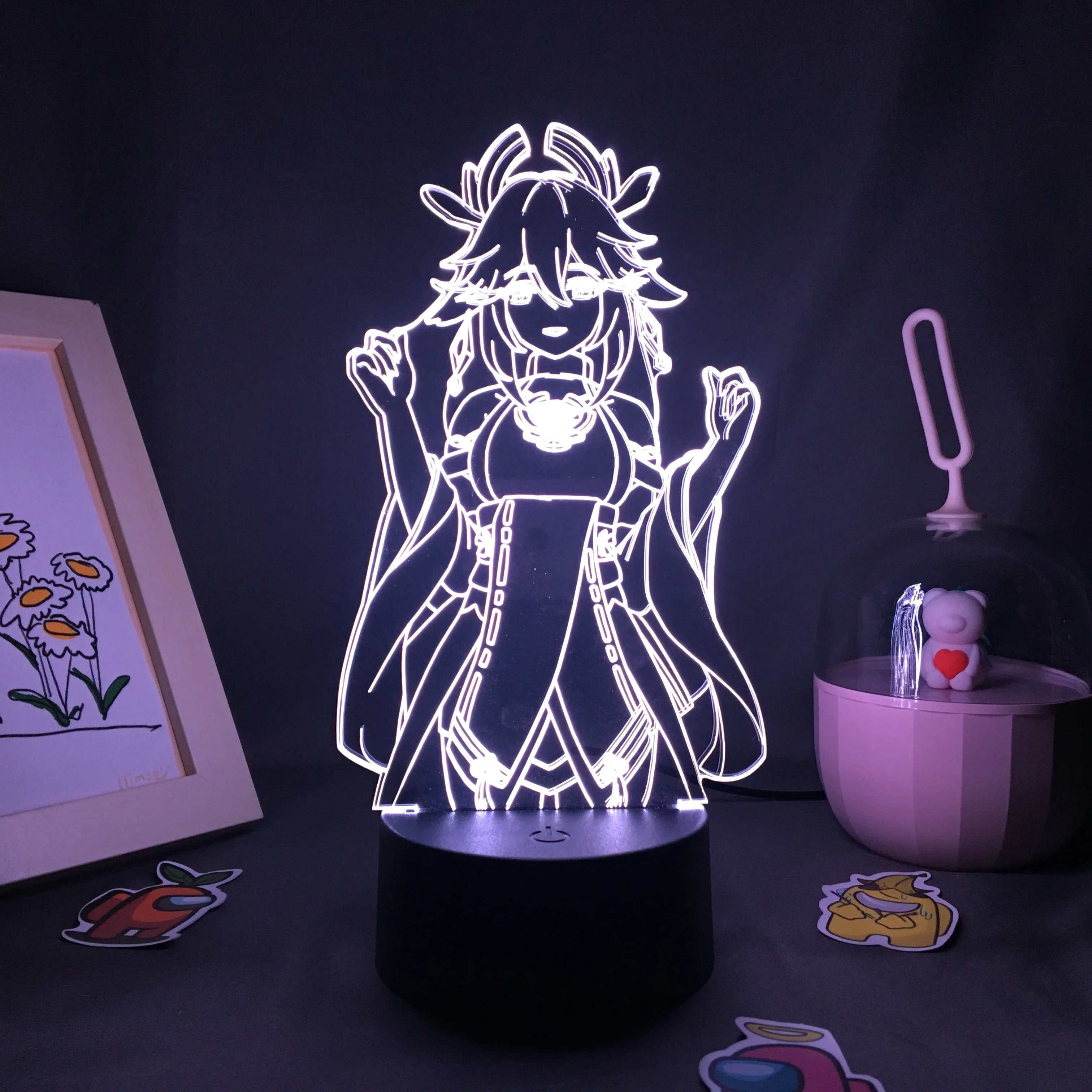 Game Genshin Impact Yae Miko Figure Stand 3d Led Lamp For Kids Bedroom Decor Birthday Gift Acrylic Table 7/16color night light