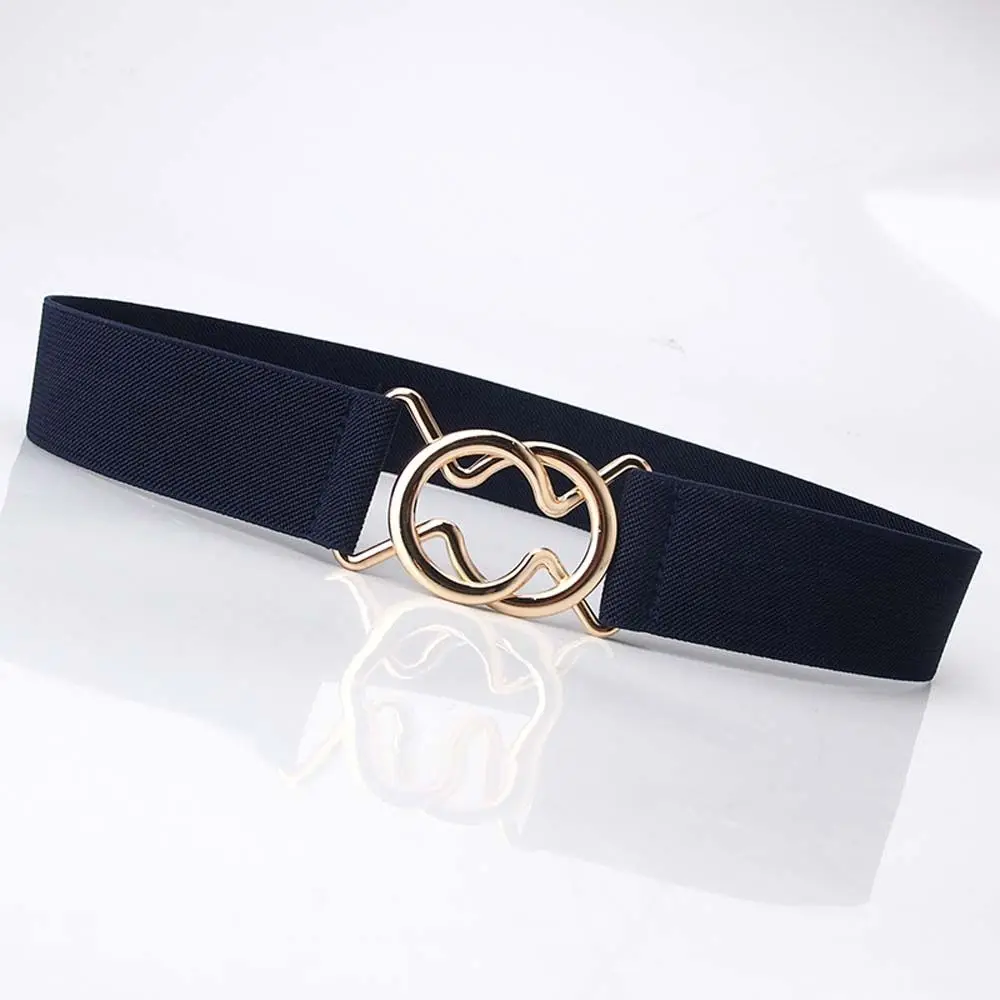 Circle Solid Color Geometric Dress Decoration Women Waistband Elastic Waist Belt Female Waist Strap Gold Round Buckle Belt