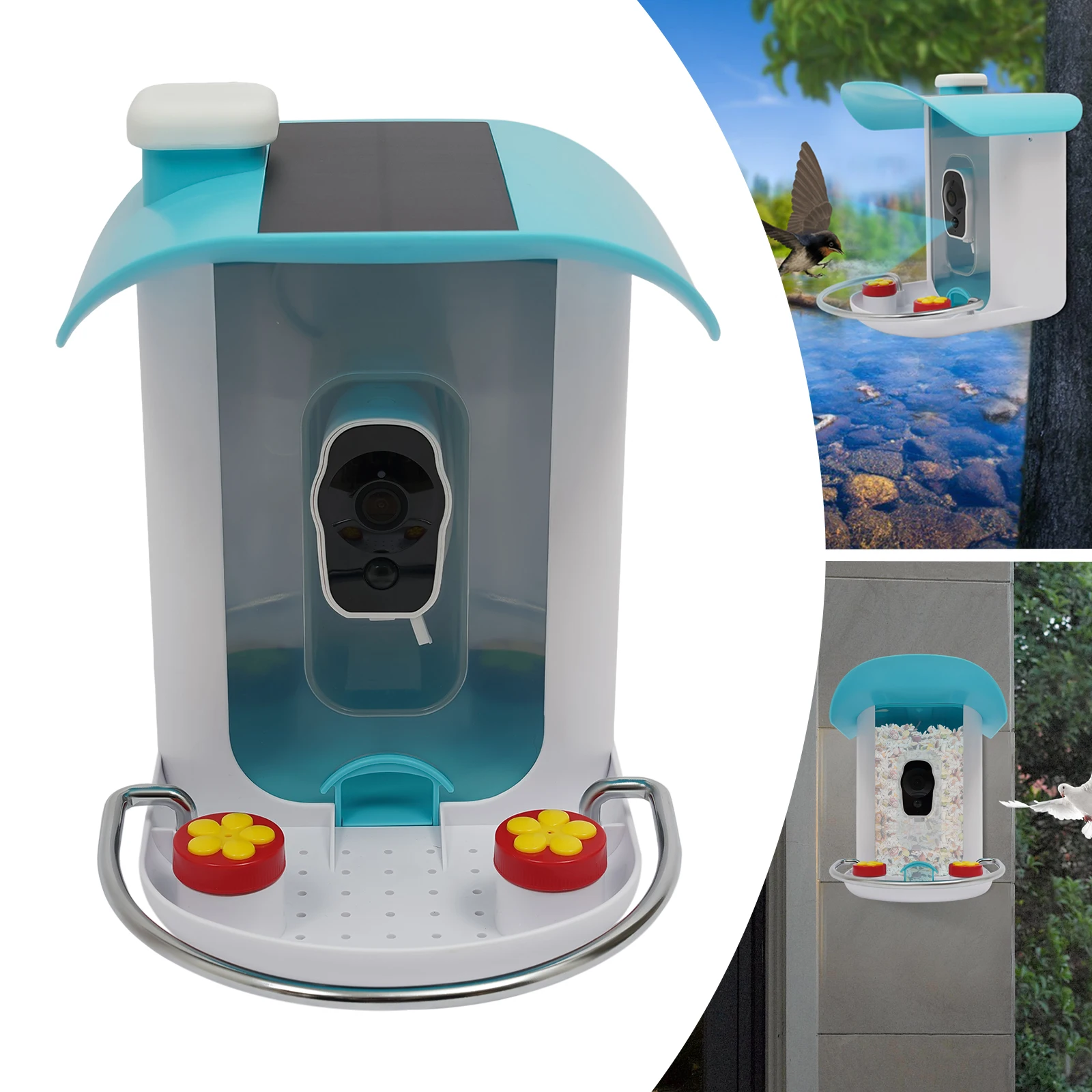 

Smart Bird Feeder with Camera & AI Recognition 150° Wide Angle Two-Way Audio Solar Powered with 4-Month Battery for Bird Watch