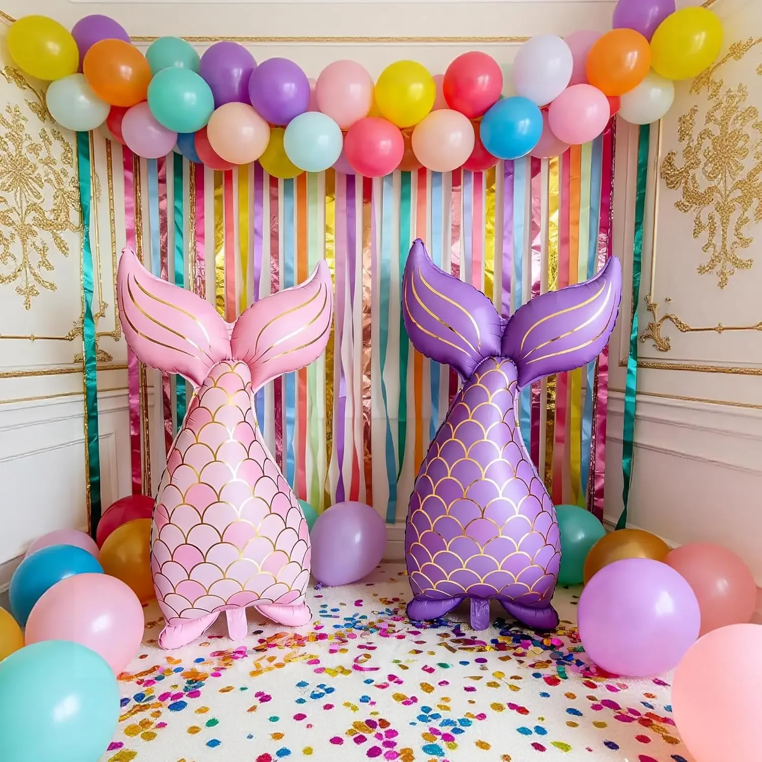 5-teiliges Meerjungfrauen-Geburtstagsdekor-Set: Ozean-Themen Muscheln, Folienballons & Partyzubehör für Mädchen-Geburtstage & Meeres-Themenpartys – Detail 3