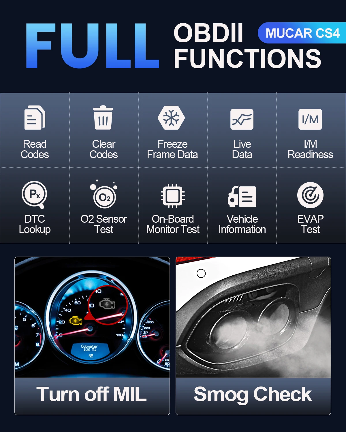 MUCAR CS4 CS6 OBD2 strumenti diagnostici automatici ABS SRS ECM TCM 4 strumento Scanner di sistema Oil SAS EPB TPMS ETS funzione di ripristino a