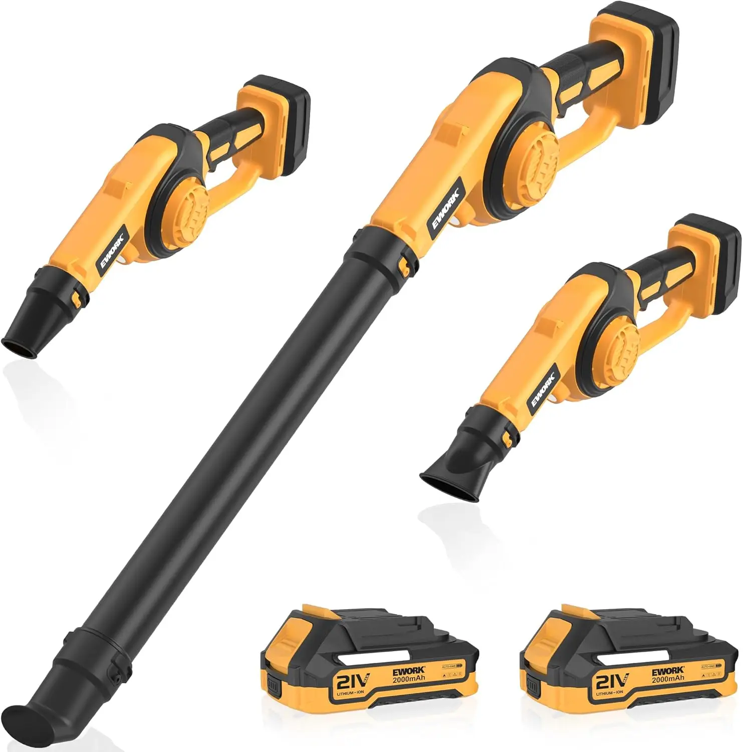 

21V Cordless Leaf Blower 130CFM/200MPH Lightweight with 2 Batteries & Fast Charger for Lawn Care