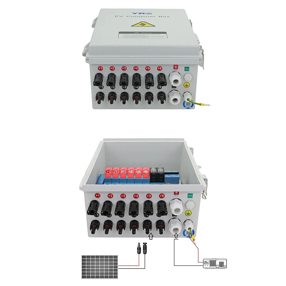 Premium Solar Panel Combiner Box with Enhanced Protection and Circuit Breaker 6 String Easy Installation Wide Compatibility