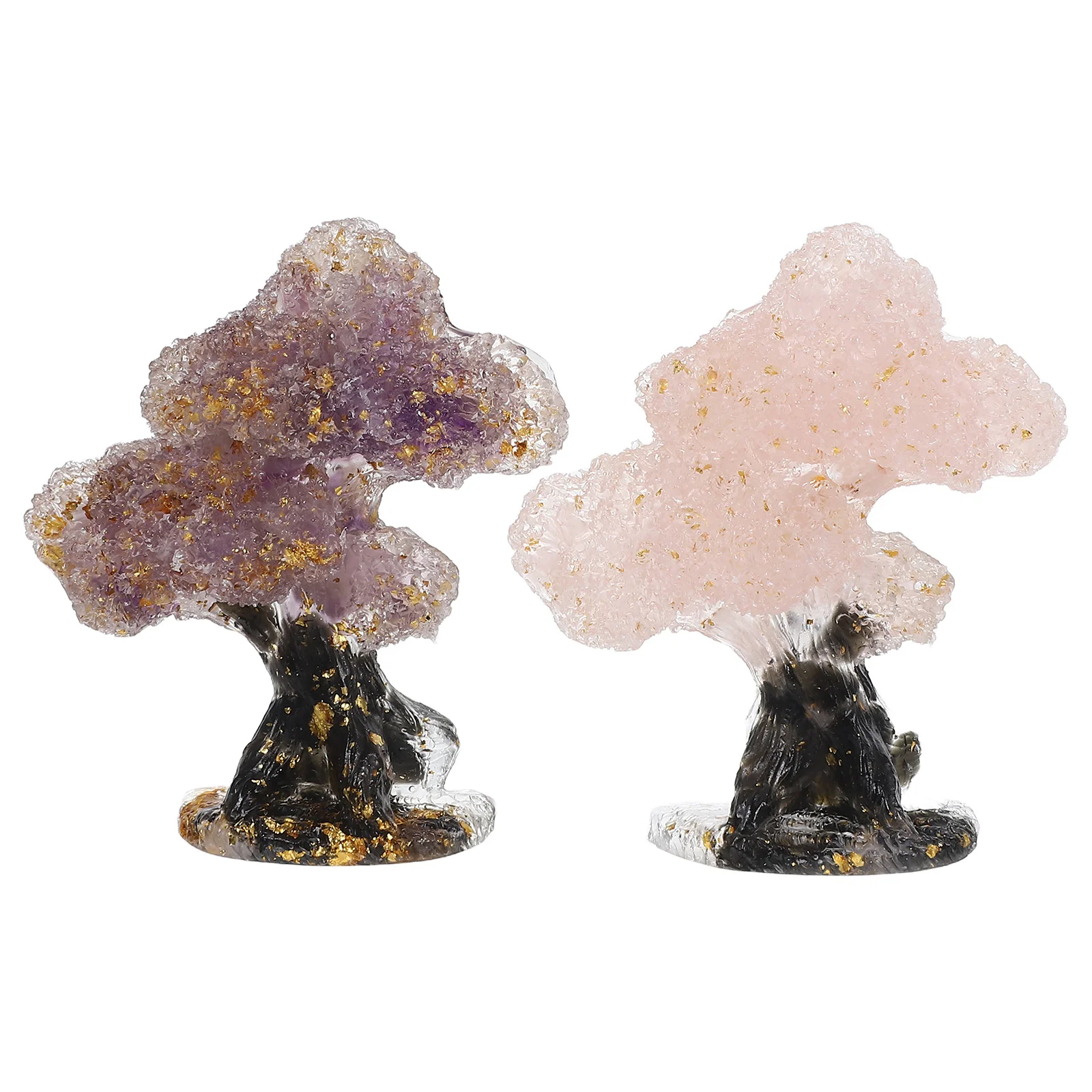 

2Pcs Mini Crystal Trees Handmade Maple Tree Ornament for Desk Decor Home Office Simulation Autumn Foliage Crystal Decoration