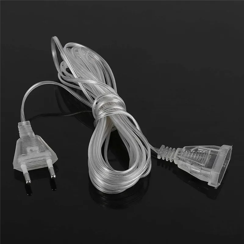 LED Curtain Icicle Fairy String Light Power Extension Cable Plug Wire for Garland Wedding Party Decor