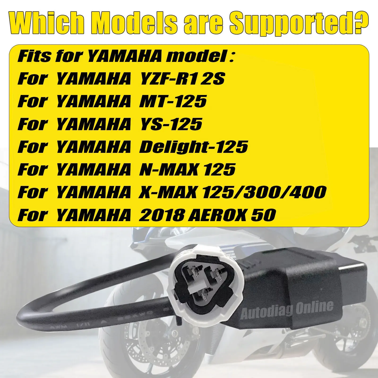 For Yamaha 3 Pin OBD2 Diagnostic Cable for YZF-R1 2S,MT-125,YS-125,Delight-125,N-MAX 125,X-MAX 125/300/400 OBD Motorcycles Cable
