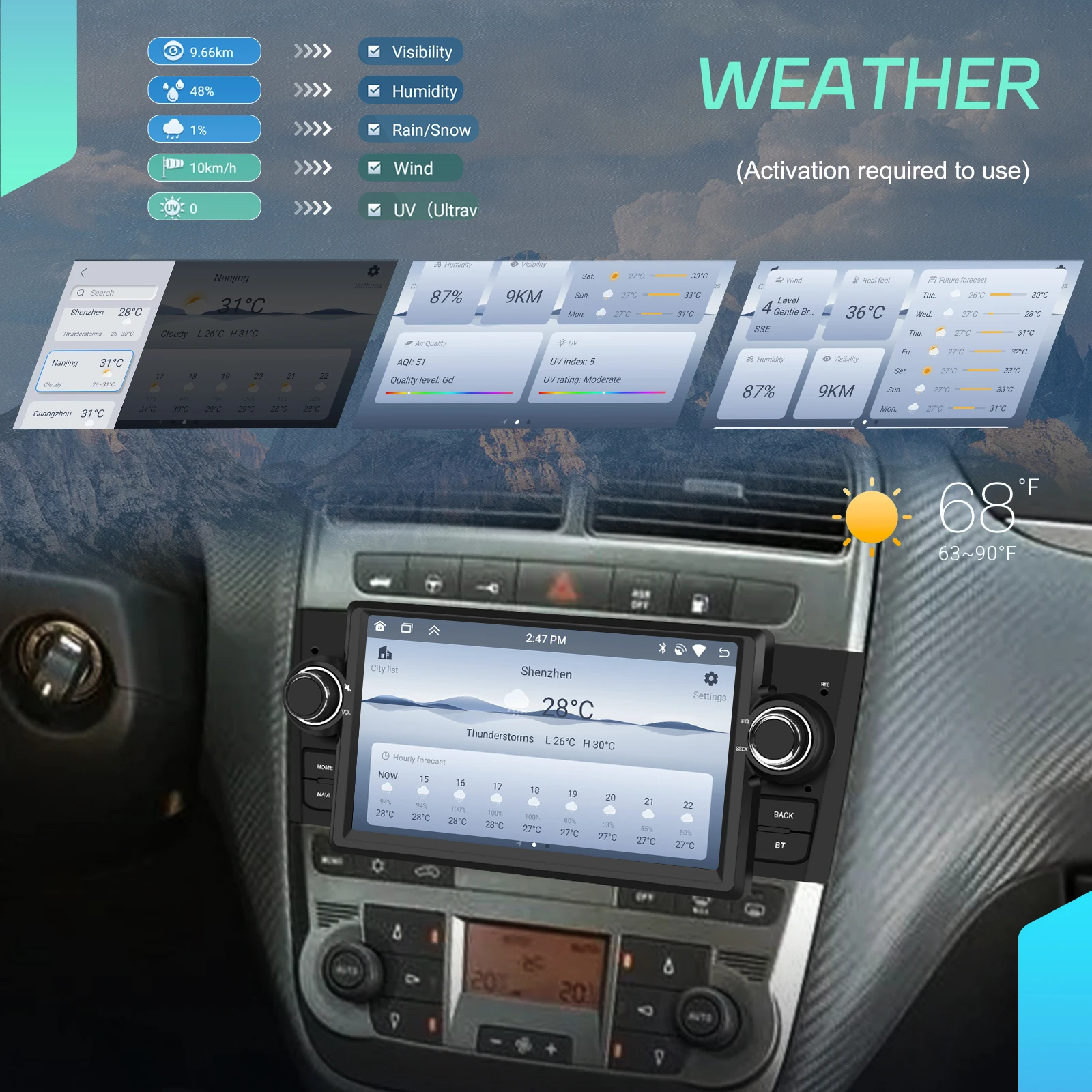 Podofo 9-Zoll Carplay 2Din Autoradio für Fiat Punto 2005-2009 Linea 2007-2011 Android Auto Multimedia-Player GPS-Navigation WiFi FM/RDS DSP – Detail 16