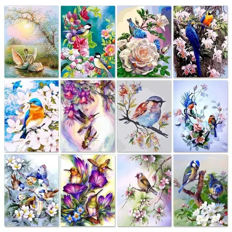 

583703 Oil Painting By Numbers Animals Birds Pictures Paint Diy Gift Canvas Painting Handiwork Kill Time Wall Decors