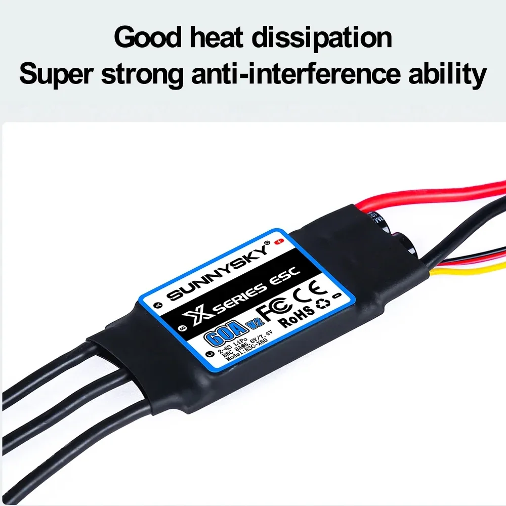UniFlySunnysky 30A 60A 80A ESC Fixed wing Brushless electric speed controller 2S/3S/4S/6S power strong anti-interference