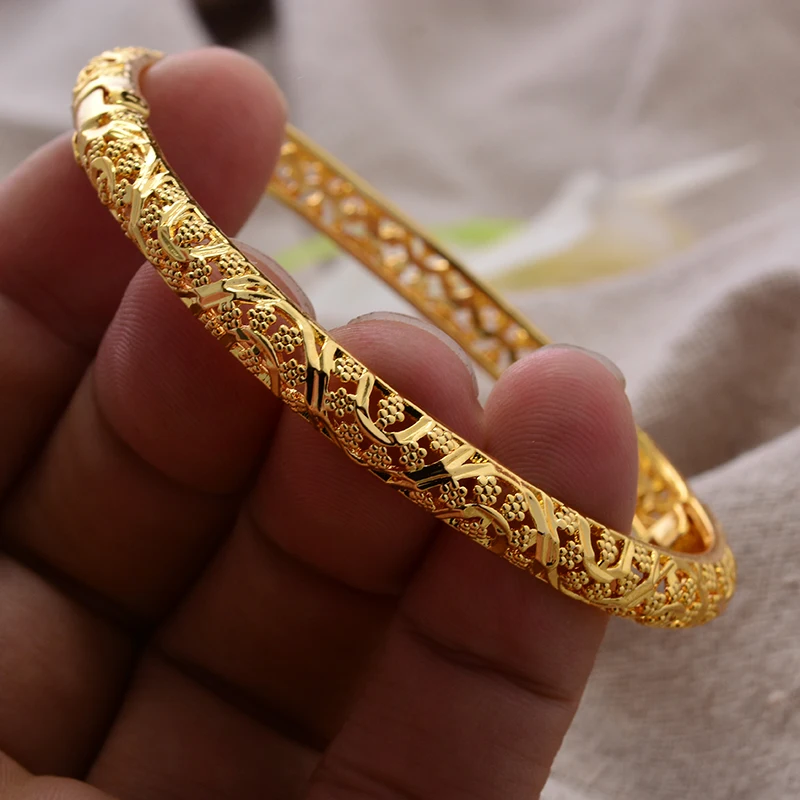 New Arrival France Gold Color Bangles for Women Men  Flower Can Open Bracelets