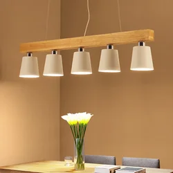 Nordic Creative Solid Wood Pendant Light Modern Pendant Lamp for Dining Living Room Kitchen Bar Cafe Japanese Style Hanging Lamp