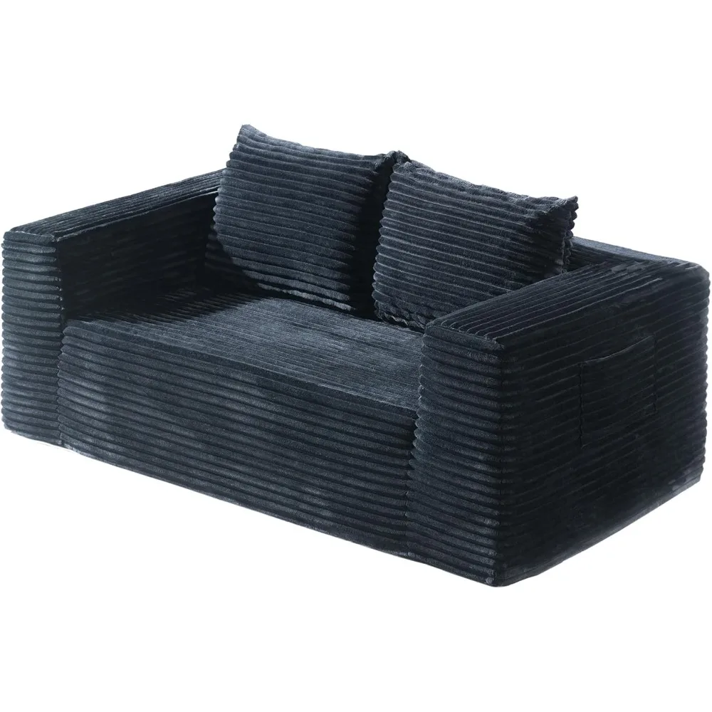 

71" Loveseat Sofa-in-a-box, Deep Seat Couch, No Assembly Required, Comfy Plush Corduroy For Living Room, Bedroom, Office