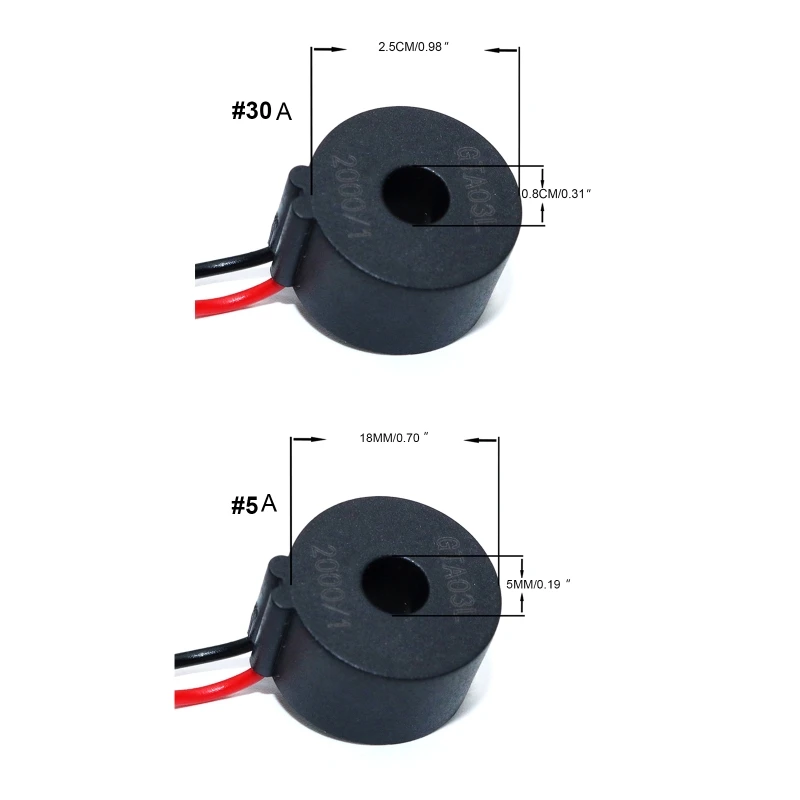 High-performance Mini Ct Current Transformer Ac Micro Coils Precision Lead Wire 5A/20A/30A/50A with Red Black 2 Cables