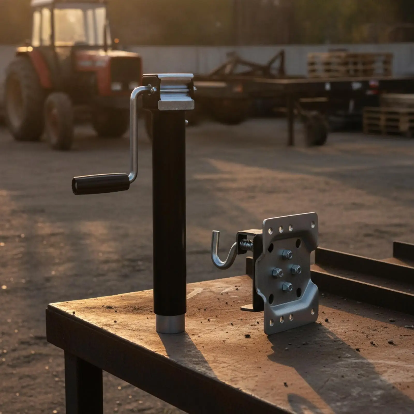 Trailer Support Leg with Hand Crank Heavy-Duty 2000 Lb Load, Sturdy Steel Body Trailer Jack, for Utility Trailers