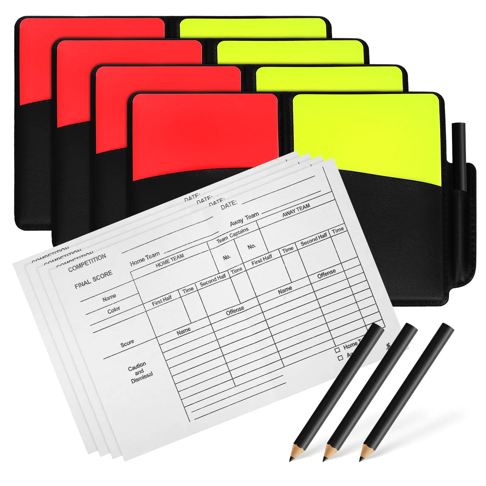 

Referee Red and Yellow Cards Set Soccer Football Volleyball Penalty Warning Cards PVC Comfortable Grip Score Sheets Referee