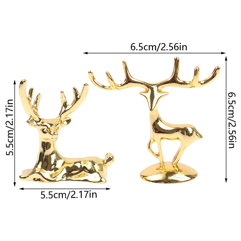 

1Pc Christmas Vintage Elk Deer Statue For Home Decoration Iron Golden Handicraft Home Ornament Table Decoration Gift