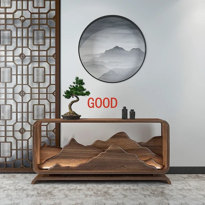 New Chinese-style all-solid wood end-view table modern simple entrance cabinet