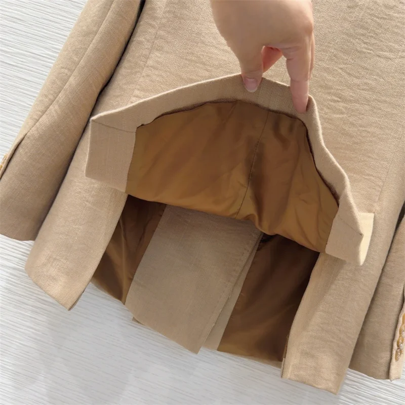 Damesjas Nieuwe zomer 20225, slanke top met lange mouwen, dubbele rij knopen, hoogwaardige linnenmix, damesblazer, damesjasje