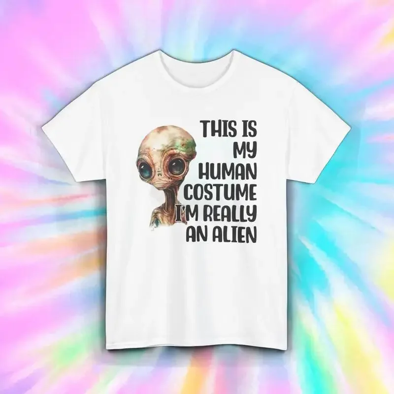 Human Costume T Shirt Funny Alien Disguise Halloween Space S 5Xl