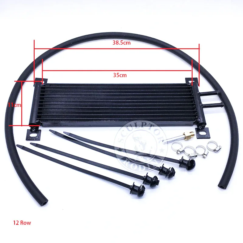 6 Row UNIVERSAL 304.8X190.5X19.05 ALUMINUM REMOTE TRANSMISSION OIL COOLER /AUTO-MANUAL RADIATOR CONVERTER