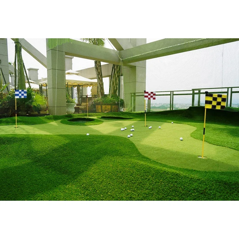 Tongkat bendera putt Golf Mini hijau untuk Set latihan lapangan, Set tiang bendera Pin Golf, tongkat bendera Golf serat kaca 2 bagian