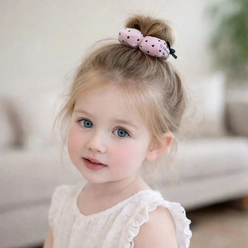 

New Heart-Printed Flower Scrunchies Elastic Ornament Hair Tie Ring Super Cute Headdress Headwear Daily Accessories