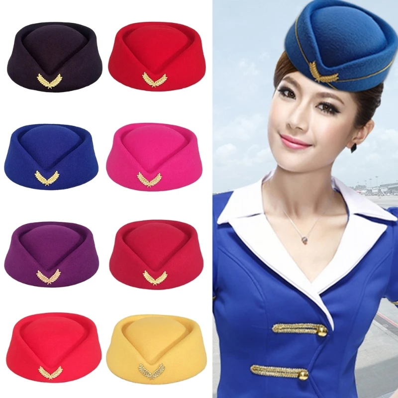 Beret Hat Caps Airline Stewardess Flight Attendant Vintage Looking Hat Uniform