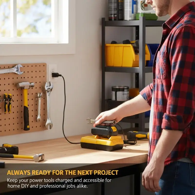 21V 0.5A Battery Charger for Power Tools with Indicator Light Compatible with Cordless Wrench Holder Portable Design