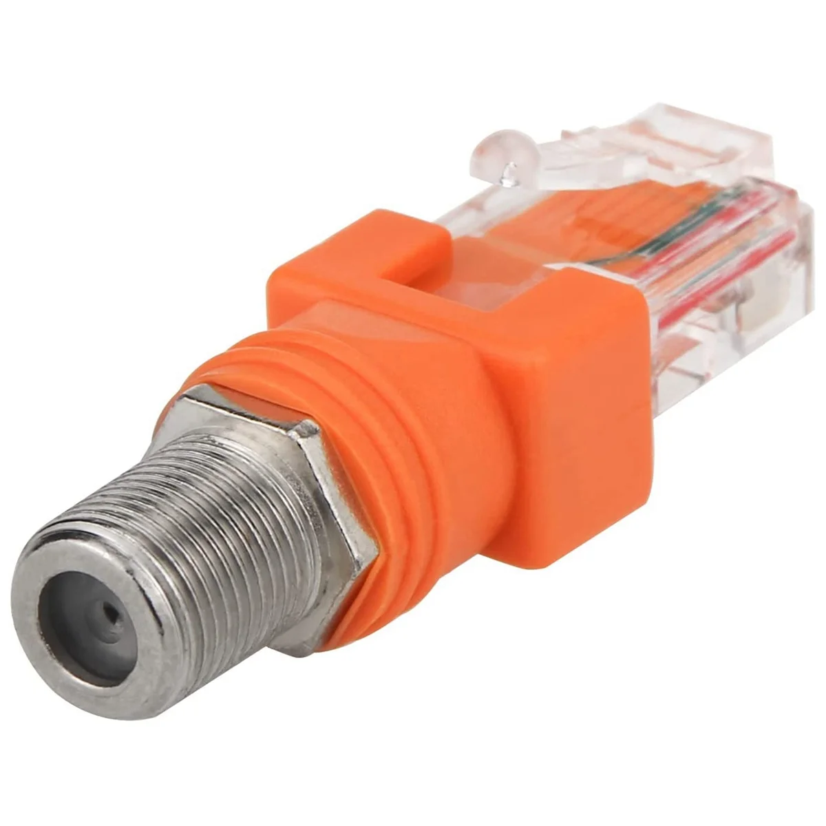 Adaptador coaxial para ethernet, conversor coaxial rf f fêmea para rj45 macho de 4 pacotes para testador de linha