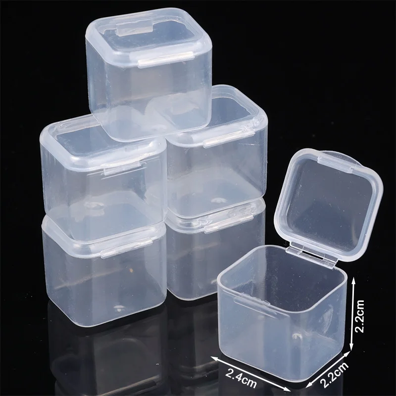 5-30Pcs Mini DIY beads Storage Box Cube Clear Jewelry Container Case Square Plastic Button Nail Art Packaging Portable Organizer