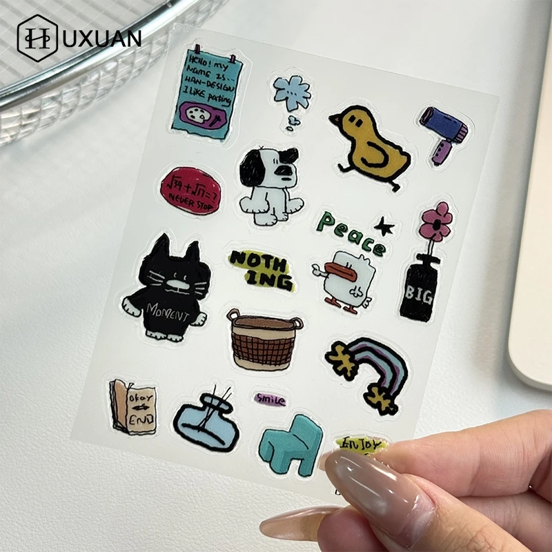 【W】INS Cute Puppy Cartoon Jelly Sticker For DIY  Phone Laptop