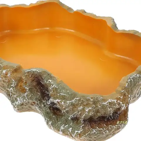 1 PCS 파충류 먹이 그릇 테라리움 플레이트 파충류 피더 그림과 같이 개구리 거북이 수염 용 고래 거북이 용 수지, S