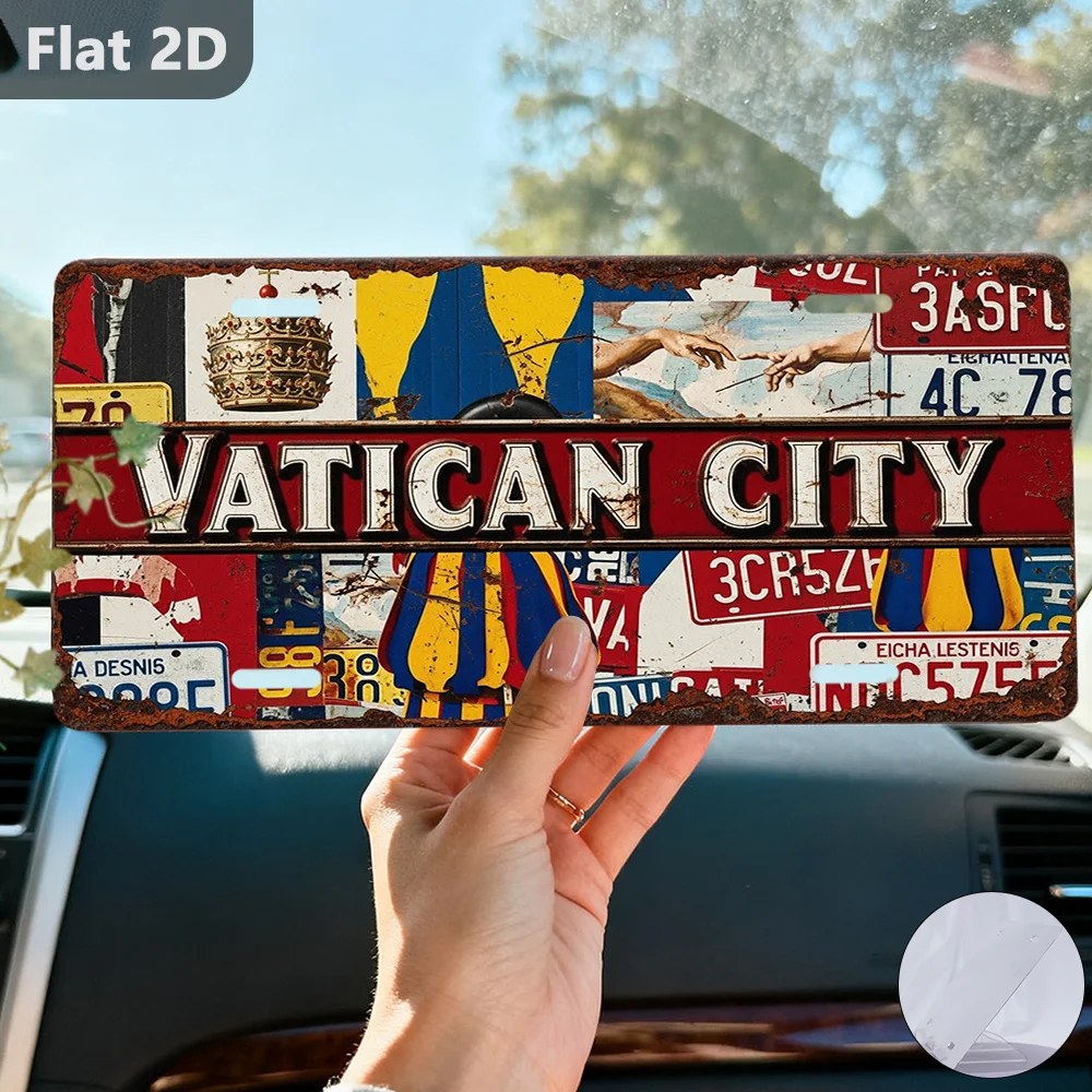 2D Flat - A Vintage Sign from Vatican City, Perfect As a Travel Souvenir, Holiday Gift, Seasonal Decoration, Garage Wall Decor,